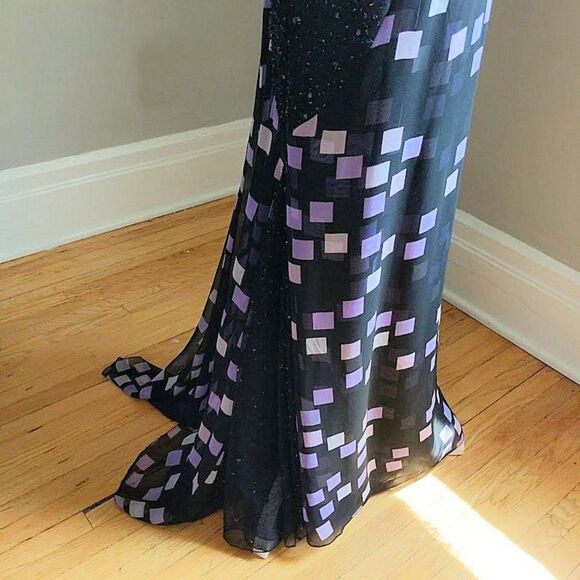 Vintage Y2K Badgley Mischka Gown Strapless Designer Beaded Sheer Wrap Siren 4 - Picture 7 of 15